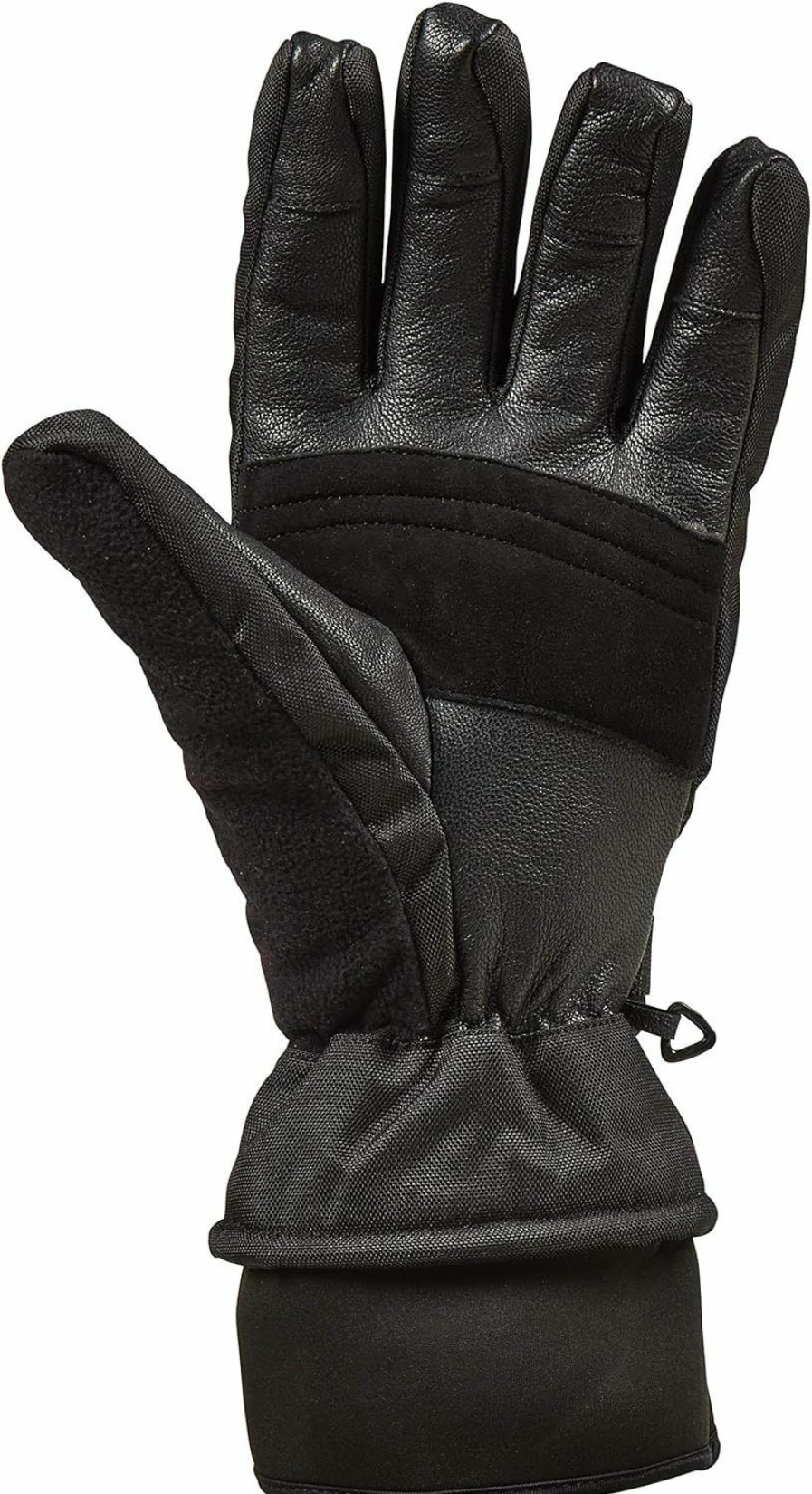 Saranac Heavy Duty Ski Glove With Leather Palm, Black New