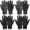 Cuffbow 4 Pairs Outdoor Winter Gloves Men Warm Gloves Windproof Waterproof Gloves Women Touch Screen Gloves For Running New