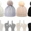 Tarpop Tarpop 8 Pcs Winter Beanie Hat Glove Set Soft Warm Hat Winter Gloves Knitted Hat With Pom Pom Knit Gloves For Women Girls (White, Beige, Gray, Black) Best