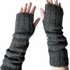 Ella Sussman Ella Sussman Hand Knit Alpaca Wool Fingerless Long Fleece Lined Gloves Black Texting Hand Warmers Ladies Women Winter Best