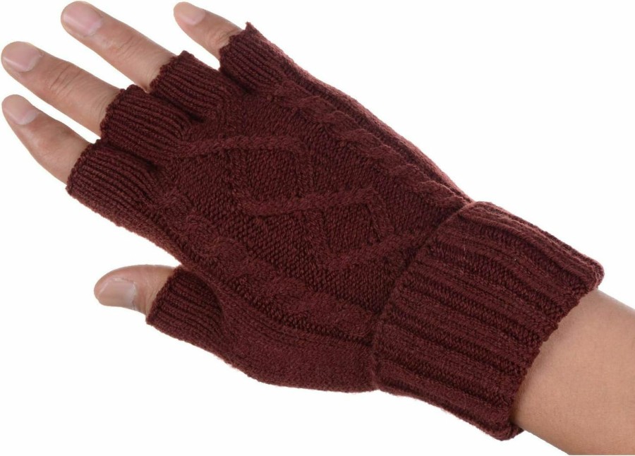 Be Your Own Style Be Your Own Style Byos Uni Winter Fall Soft Cable Fingers Free Fingerless Knit Gloves Stretchy Clearance