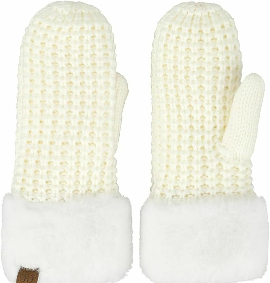 C.C C.C Waffle Knit Mittens For Women - Acrylic Stretchable Soft Warm Knit Cold Weather Winter Gloves Online