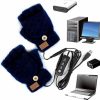 Generic Usb Heated Gloves Adjustable Temperature 3 Settings, Full & Half Fingers Warmer Laptop Winter Gloves Knitting Mittens For Women Men Girls Boys (Dark Blue) Clearance