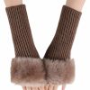 Lcaiualu Lcaiualu Winter Women Fingerless Gloves Knitted Arm Warmers Hand Mittens Thumbhole Faux Fur Wrist Short Cuff For Women Clearance