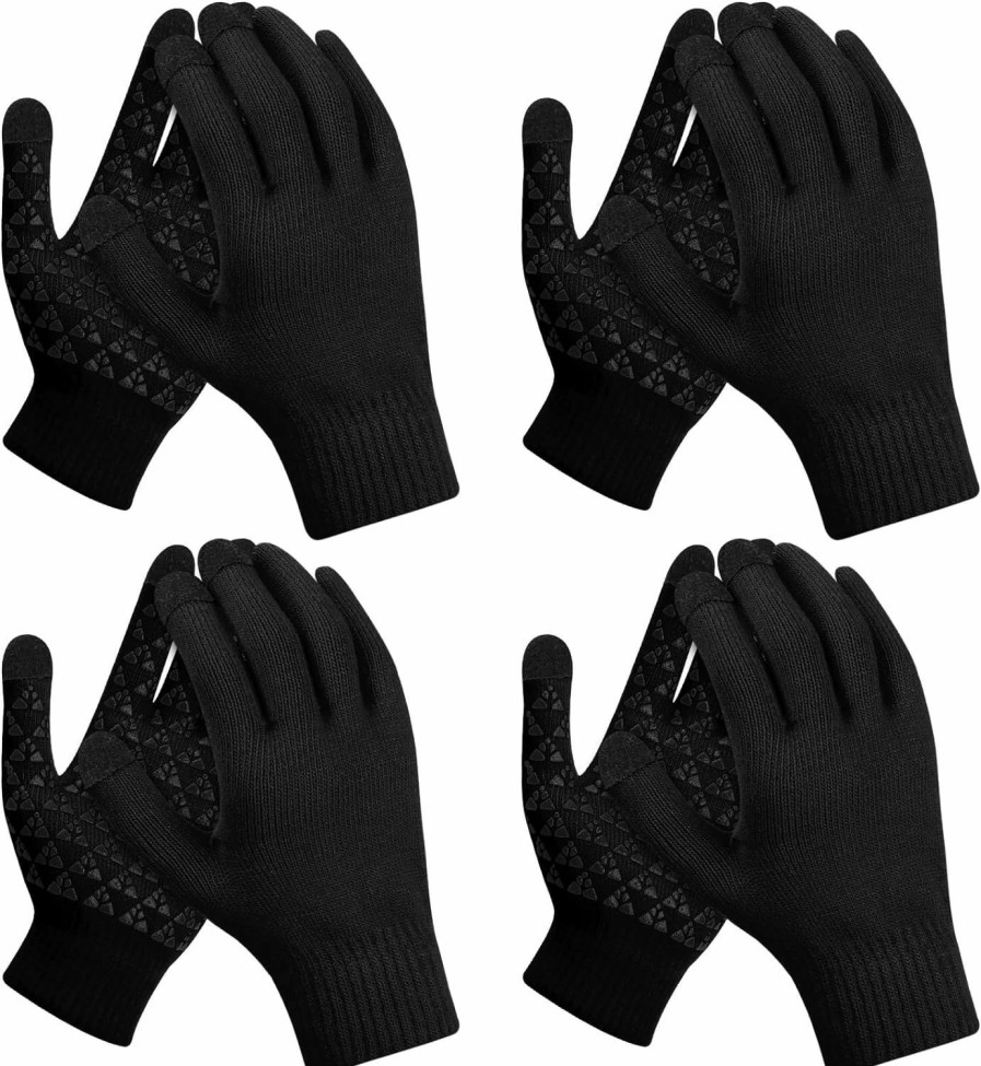 Liitrsh Liitrsh 4 Pairs Winter Gloves For Men Women, Anti-Slip Knit Touchscreen Gloves, Full Fingers Gloves With Fleece Lined Best