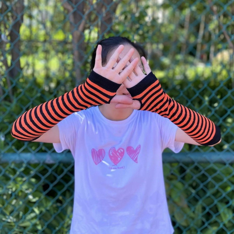 SYAYA Syaya Striped Winter Arm Warmers, Long Fingerless Gloves For Punk Rock/Cosplay/Goth/Christmas Party Wm-S-G2 Best