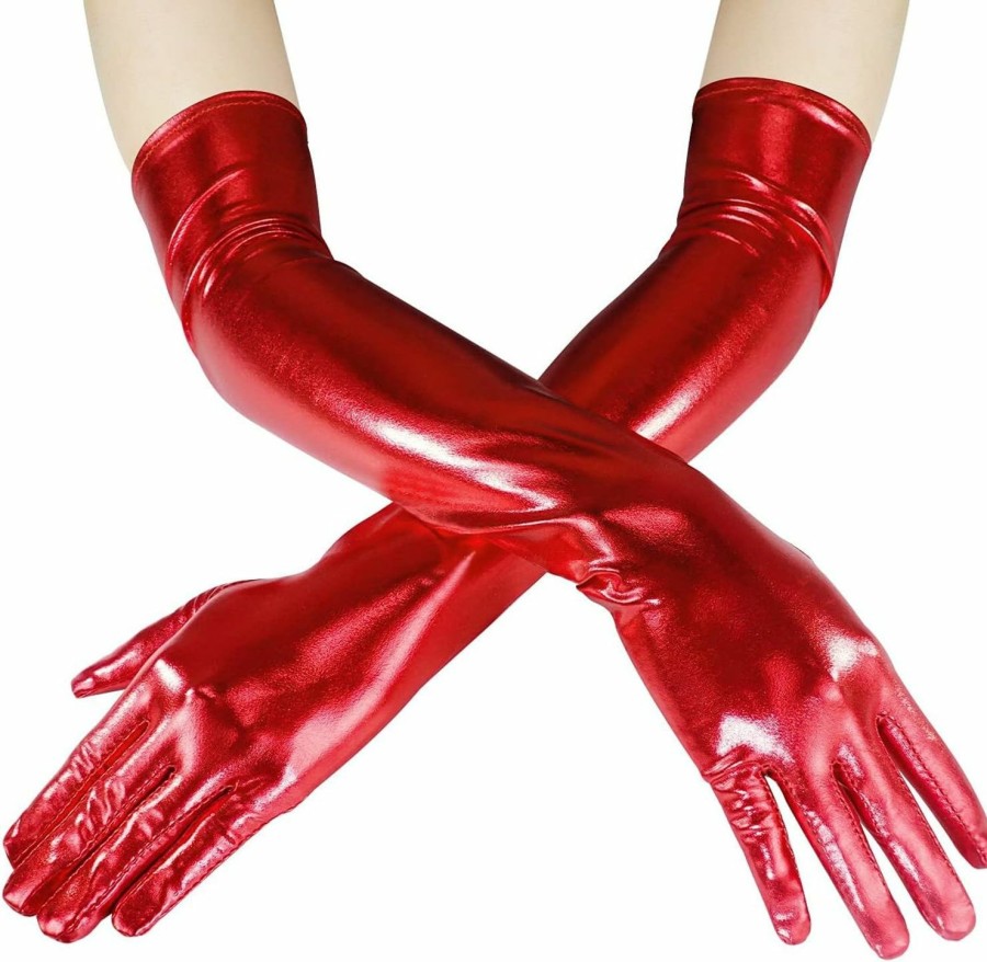 Luwint Luwint 21'' Extra Long Over Elbow Faux Patent Leather Wet Look Costume Gloves For Cosplay Wedding Opera Party Dress Wholesale