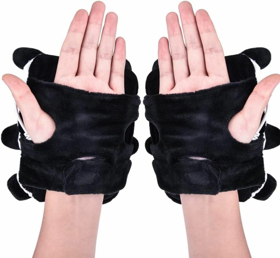 ALisasin Usb Heated Gloves Electric Heating Hand Warmers Fingerless Cute Panda Shape Hand Warmer Office Home Work Gloves Winter Gifts Wholesale