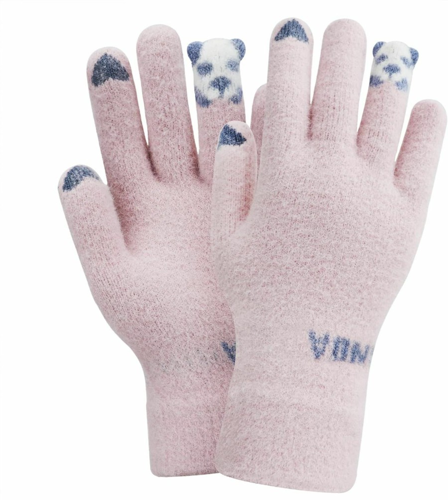 FakeFace Fakeface Cute Panda Winter Wool Touchscreen Gloves For Women Girls Windproof Knit Texting Gloves Mittens Gifts For Christmas Wholesale