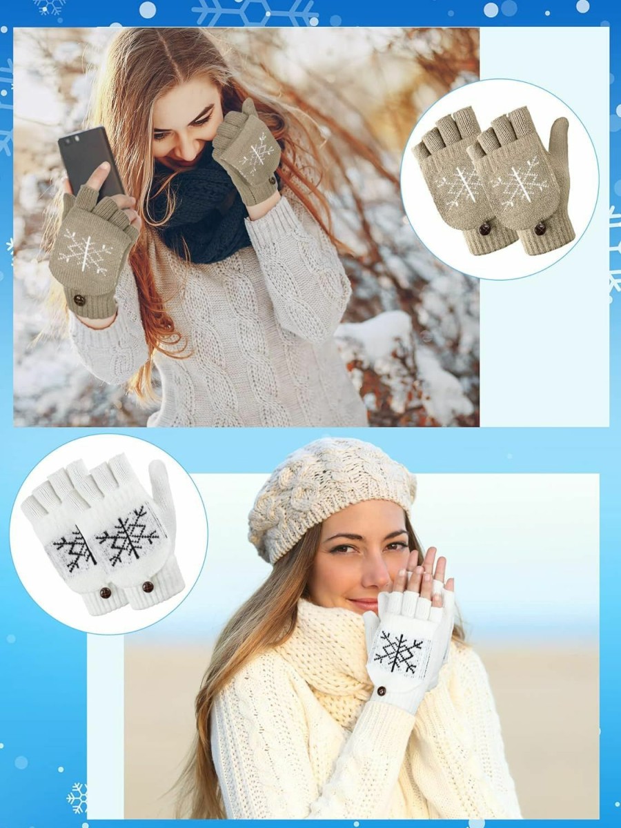 Amazon 4 Pairs Women Winter Knitted Fingerless Gloves Thermal Convertible Knit Flip Wool Gloves Warm Half Finger Mittens For Women Best