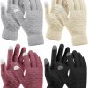 KUTTOR Kuttor 4 Pairs Women Winter Plush Knit Gloves Knit Warm Wool Fleece Plush Touch Screen Gloves With Jacquard Design Wholesale