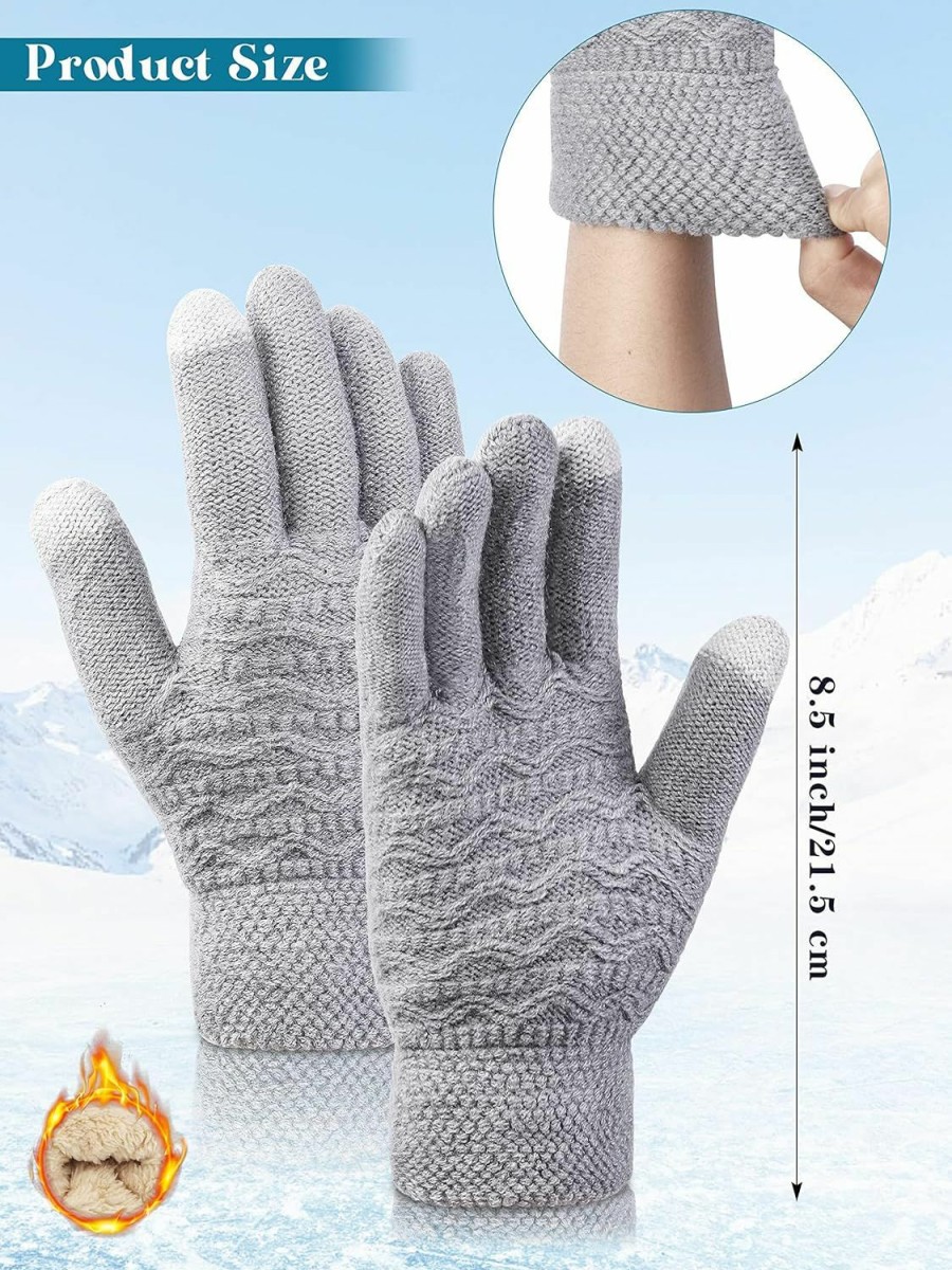 KUTTOR Kuttor 4 Pairs Women Winter Plush Knit Gloves Knit Warm Wool Fleece Plush Touch Screen Gloves With Jacquard Design Wholesale