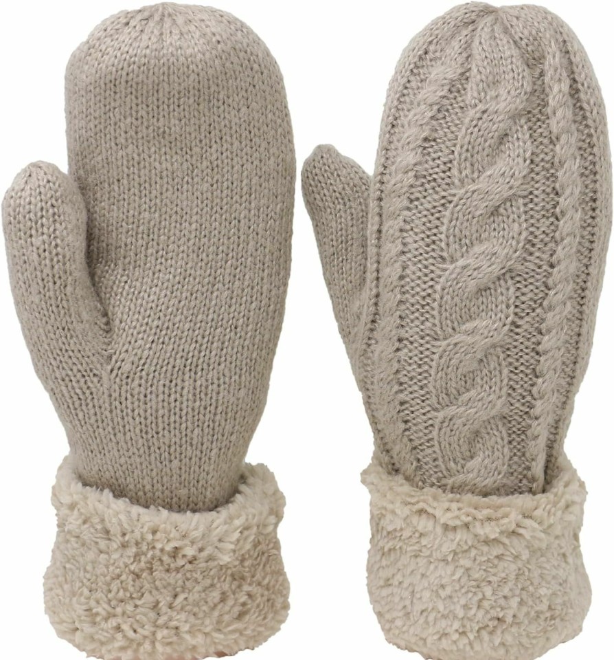 KMystic Kmystic Women'S Soft Plush Lined Cuffed Warm Winter Thick Knit Mittens New