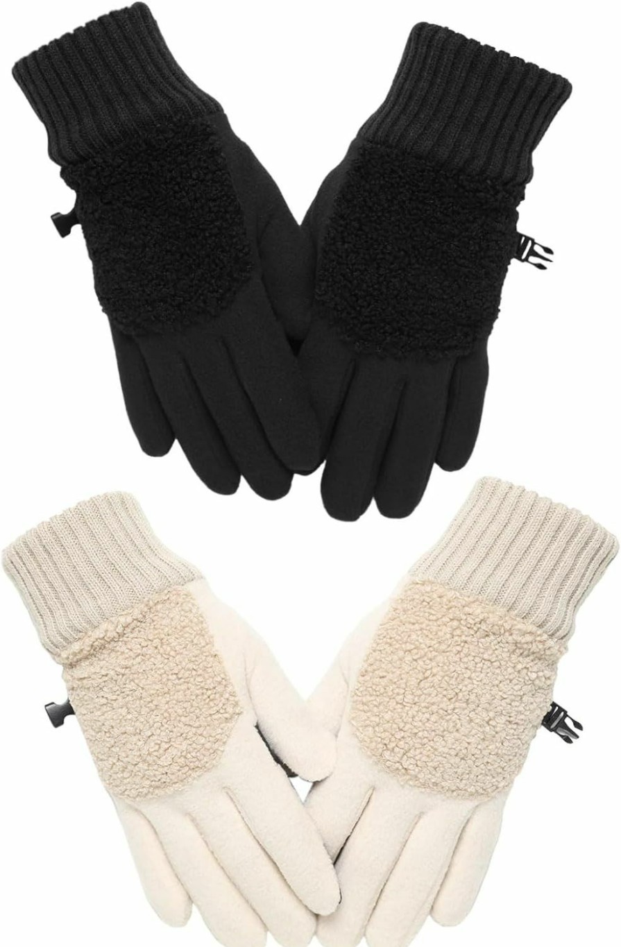 COMF-PRO Comf-Pro Cold Weather Winter Gloves For Men - Soft Plush Warm Snow Gloves Comfortable & Elastic Running Gloves 2 Pairs Wholesale