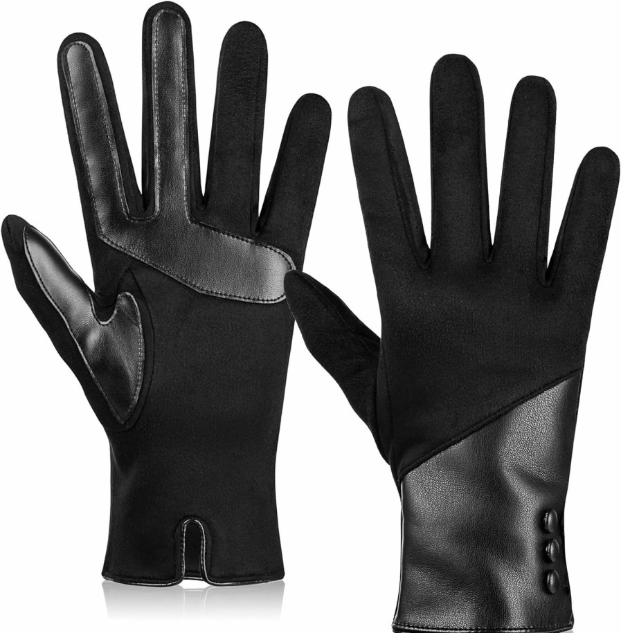 Betrysota Betrysota Winter Leather Gloves For Women Touchscreen Texting Phone Windproof Gloves For Women Fleece Lined Thick Dress Driving Motorcycle Ladies Warm Gloves New