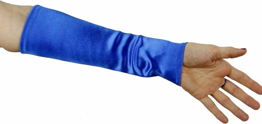 Greatlookz Cinderella Satin Fingerless Elbow Length Gloves, Royal Blue Hot