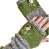 FOOMER Foomer Warm Patchwork Embroidered Gloves,Vintage Knitted Gloves And Bird Embroidery Fingerless Gloves Hot