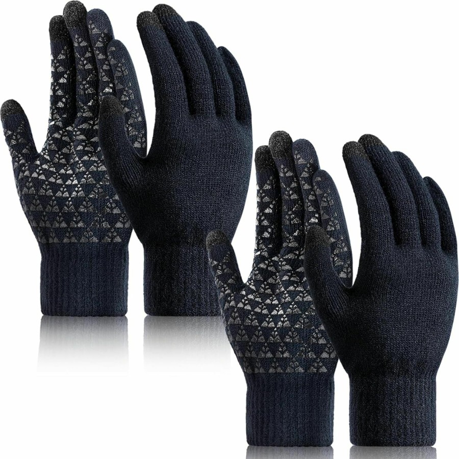 Ymomode Ymomode Winter Gloves For Men Women 2 Pairs Upgraded Touch Screen Cold Weather Thermal Warm Knit Glove For Running Driving Online