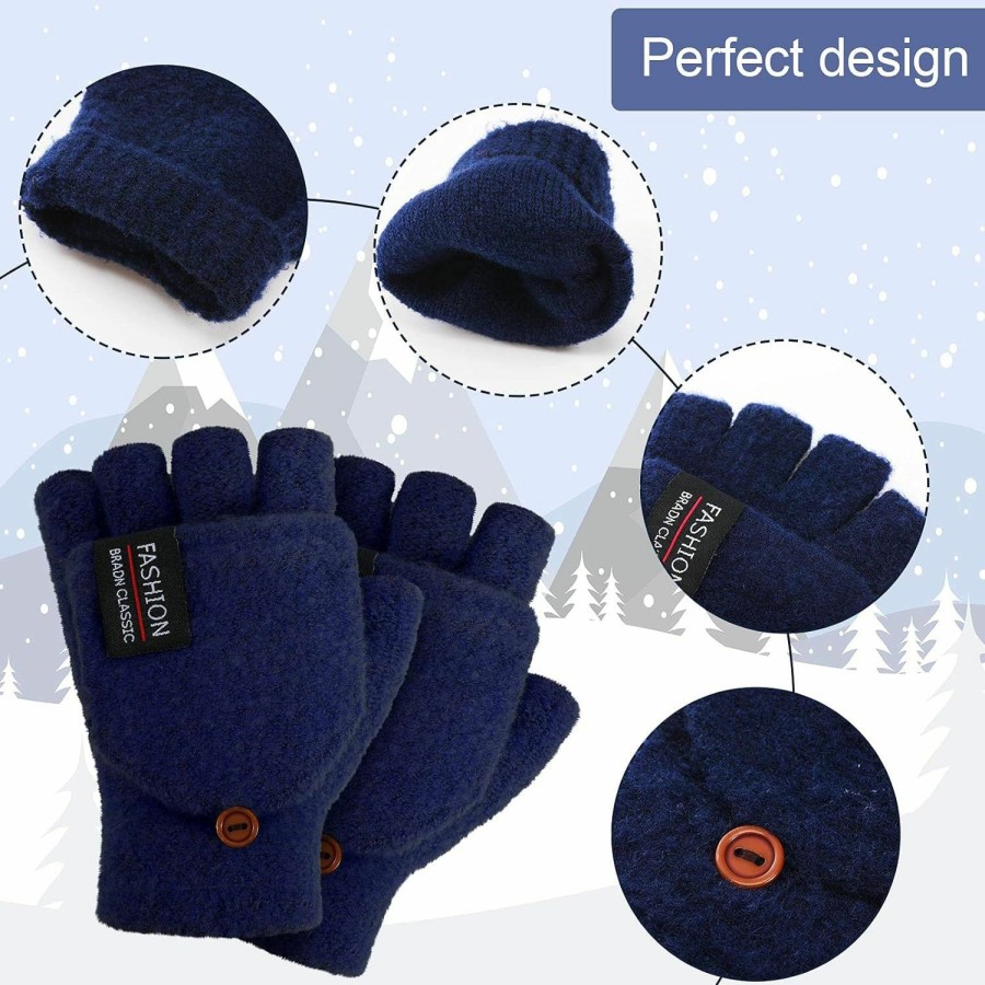 SATINIOR Satinior 4 Pairs Fingerless Gloves With Cover Convertible Mittens Knitted Gloves For Women Men Clearance