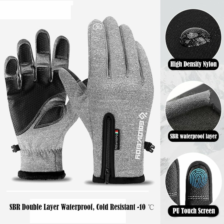 ZBDLXMD Winter Gloves Men Women -10 Touch Screen Waterproof Driving Warm Windproof Full Fingers Skiing Outdoor Work Cycling Fishing Clearance