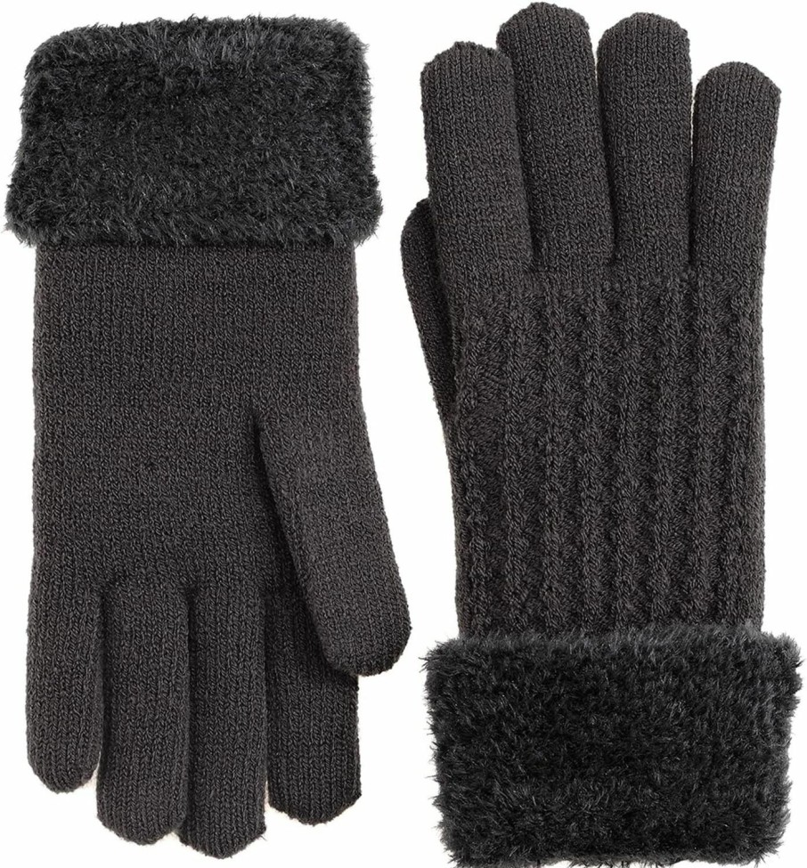 Be Your Own Style Be Your Own Style Byos Womens Winter Fashion Swirl Pattern Plush Faux Fur Fleece Lined Knit Gloves Hot