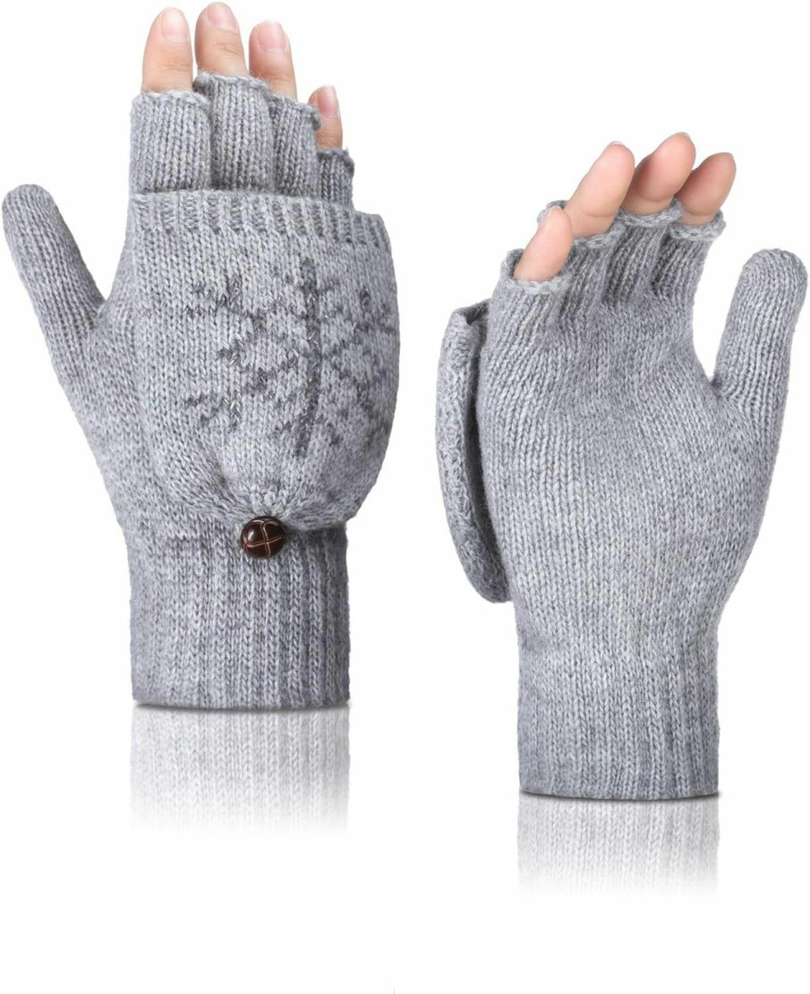 Tatuo Tatuo Women Winter Half Finger Glove Convertible Warm Knitted Glove Mittens With Cover Best