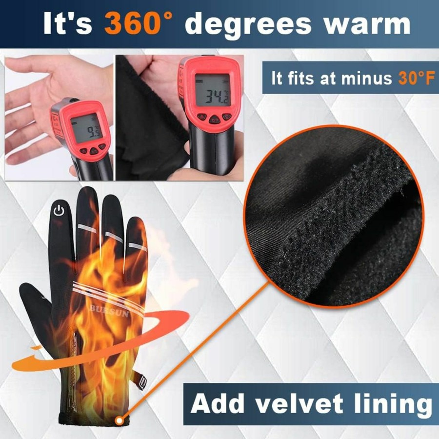 BURSUN Winter Gloves, Windproof Waterproof Warm Touchscreen Gloves Men Women, Outdoor Winter Thermal Gloves Best