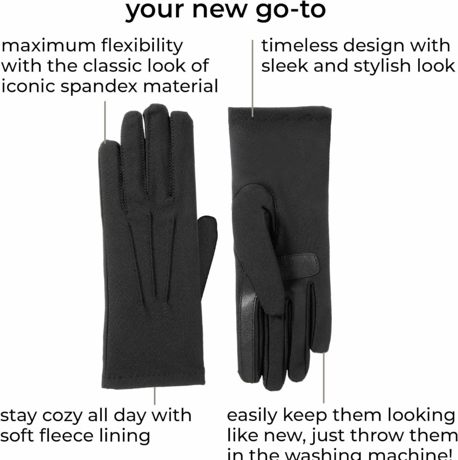 isotoner Isotoner Womens Spandex Cold Weather Stretch Gloves With Warm Fleece Lininggloves Hot