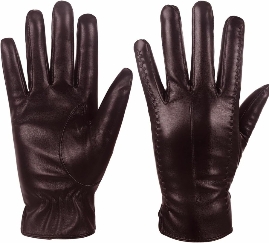 Yicorgard Women Leather Gloves Winter Driving Touchscreen Pu Leather Gloves, Warm Fleece Lined Motorcycle Gloves Hot