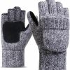 Amazon Bouya Uni Knitted Convertible Fingerless Gloves Thermal Insulation Wool Mittens Flap Cover Half-Finger Hot