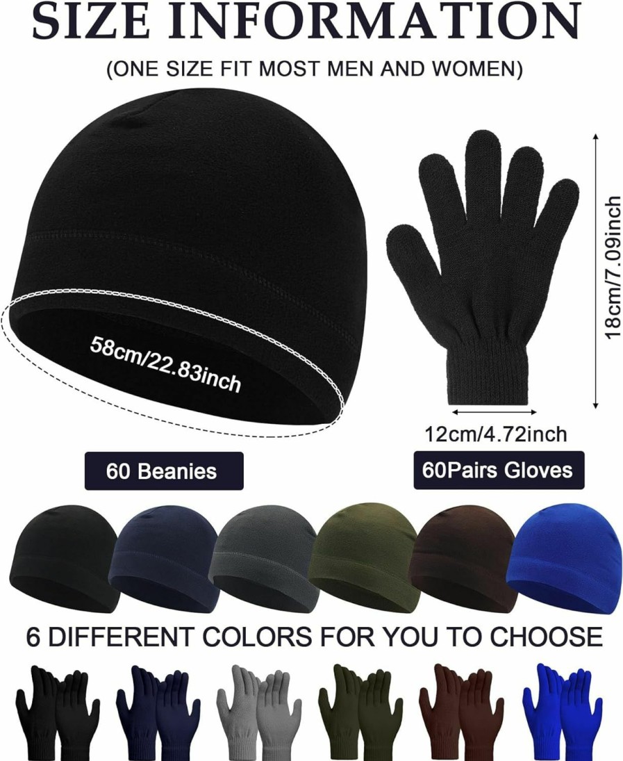 Liitrsh Liitrsh 120 Pcs Bulk Winter Beanies And Glove Men Women Cold Weather Windproof Skull Cap Warm Fleece Beanie Hat Winter Gloves Hot