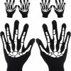 Tatuo Tatuo 3 Pairs Skeleton Gloves For Women Men Skeleton Full Finger Gloves Winter Gloves Skull Gloves Stretch Knitted Mechanic Gloves Halloween Party Costume Gloves Black (Non Fluorescent) Wholesale