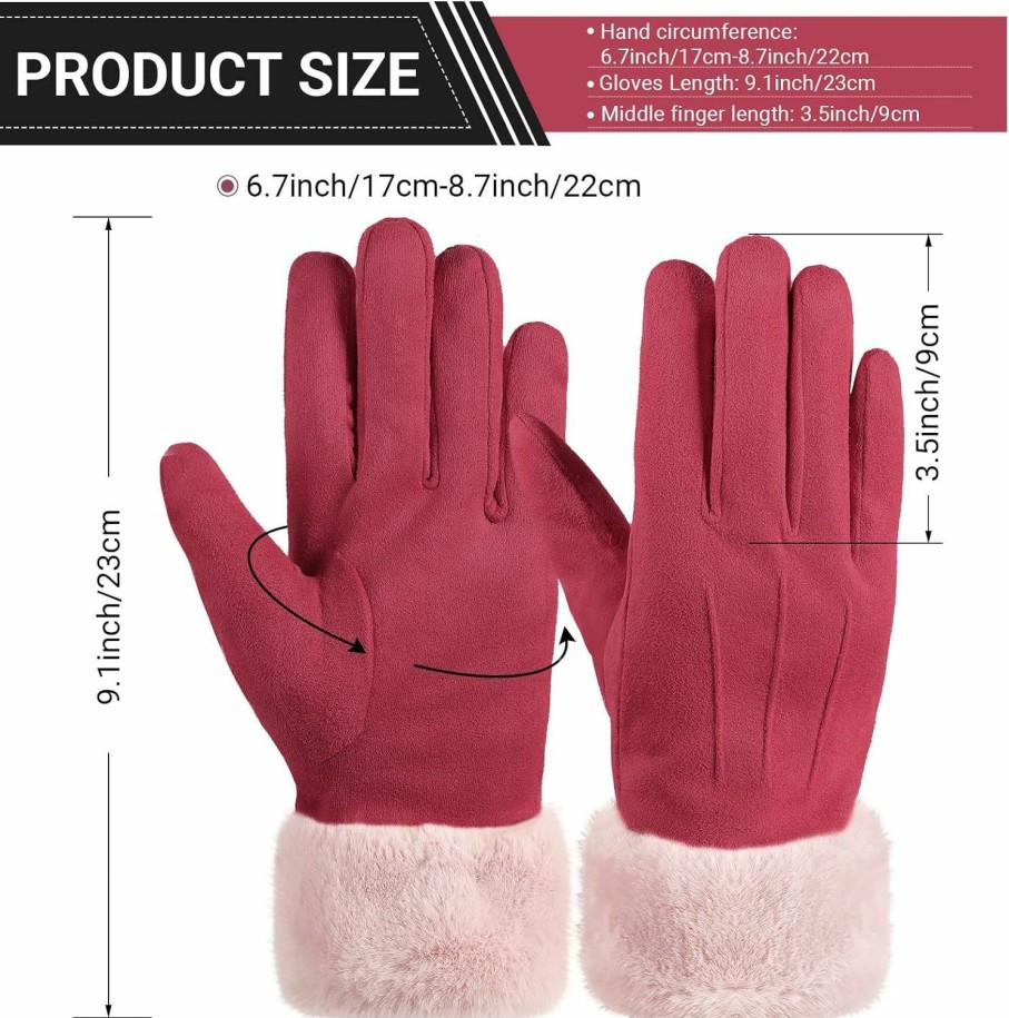 JaGely Jagely 6 Pairs Gloves For Women Cold Weather Suede Gloves Winter Fleece Warm Driving Gloves Soft Texting Windproof Gloves Touchscreen Gloves Thermal Elastic Mittens,6 Colors Clearance