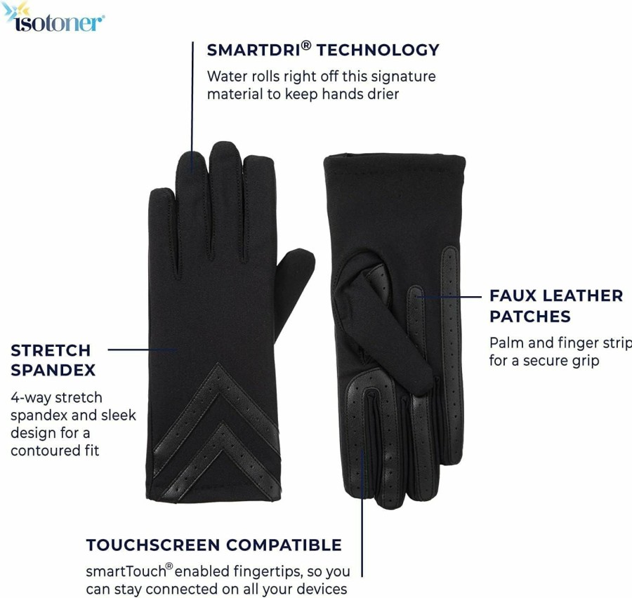 isotoner Isotoner Smartouch Spandex Cold Weather Gloves With Spandex And A Warm Fleece Lining Large/X-Large Online