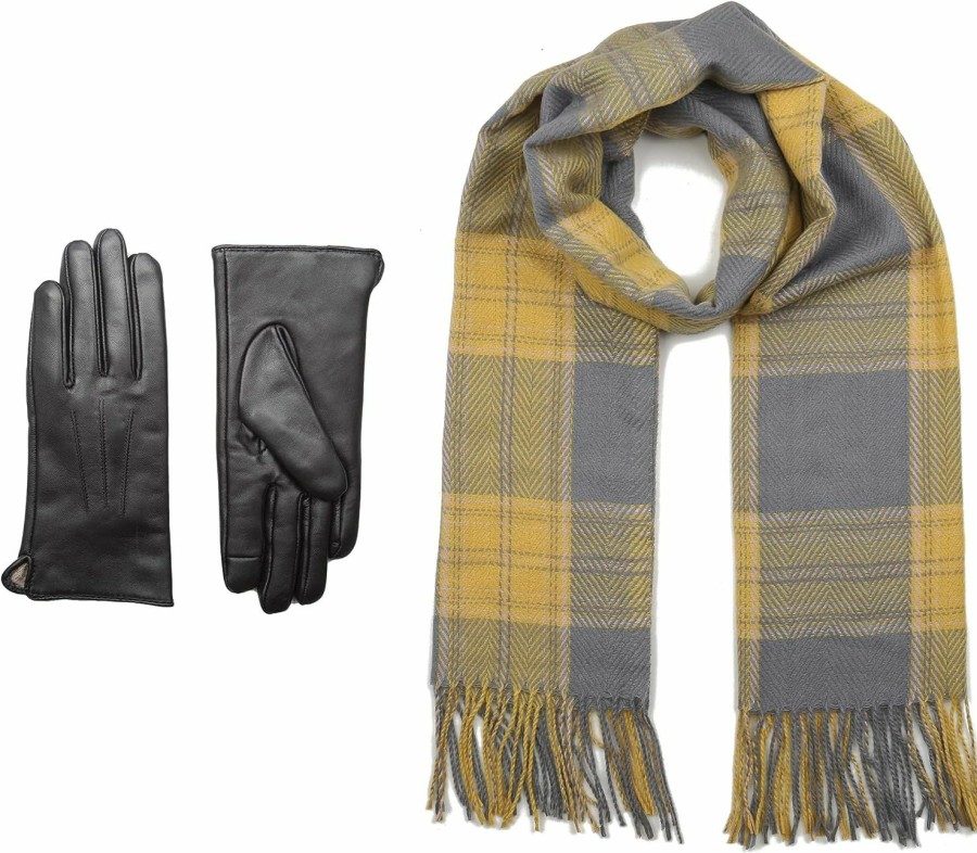 ZEN ELK Women'S Winter Scarf And Touch Screen Leather Gloves Gift Set New