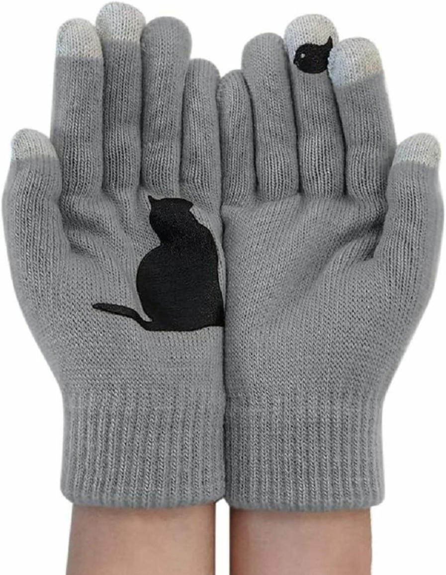 ANKOMINA Ankomina Women Men Winter Knit Gloves Cute Animal Cat Warm Thermal Mittens For Outdoor,Cycling,Running,Driving Best