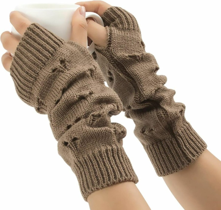 CELeus Celeus Fingerless Gloves Winter Warm Knit Crochet Arm Warmers Fingerless Glove For Womens Girls Protect Hand Typing Gloves Online