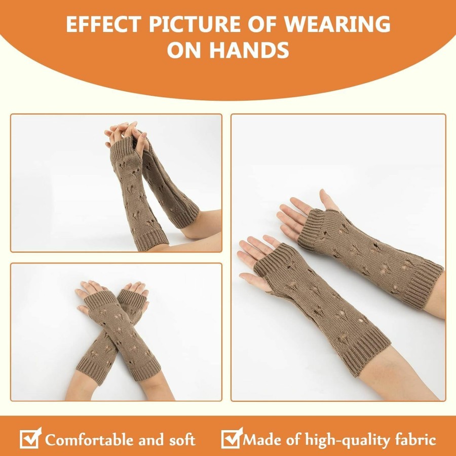 CELeus Celeus Fingerless Gloves Winter Warm Knit Crochet Arm Warmers Fingerless Glove For Womens Girls Protect Hand Typing Gloves Online