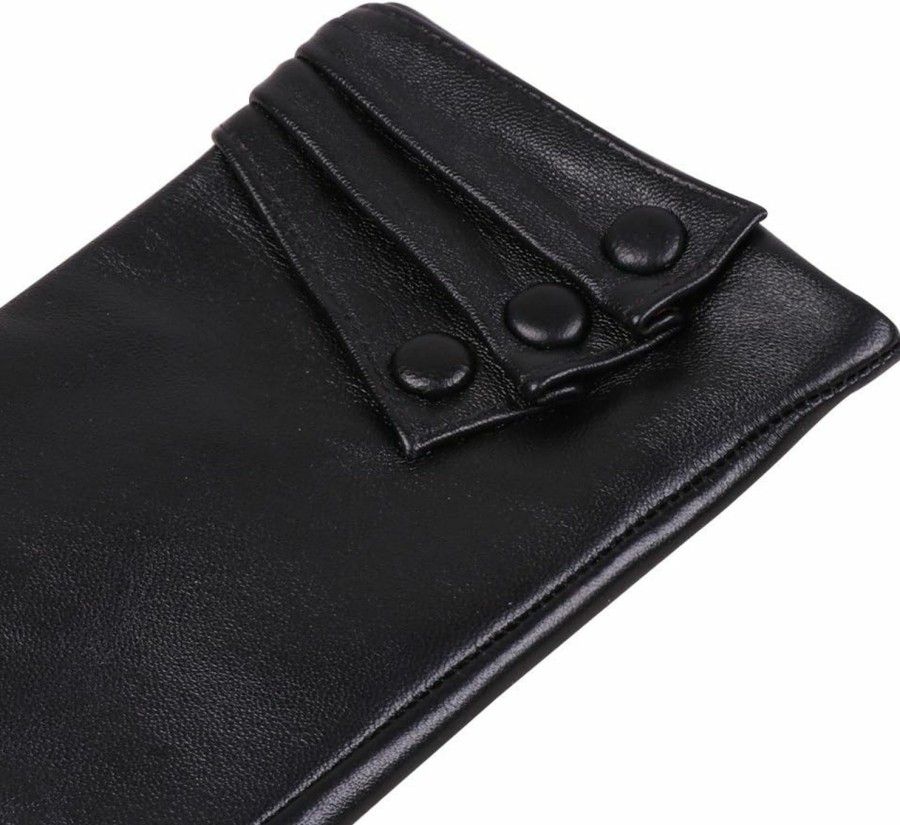 Nappaglo Nappaglo Nappa Leather Gloves Warm Lining Winter Button Decoration Lambskin For Women Best