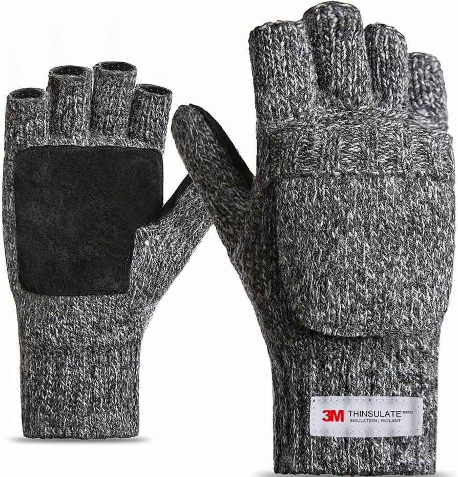 Generic Thinsulate Inner Thermal Insulation Winter Fingerless Gloves Men Women Wool Acrylic Soft Knit Cold Weather Warm Glove Mittens Best