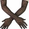 Luwint Luwint Extra Long Tulle Mesh Gloves, Panther Pattern 21 Inch Over Elbow Length Full Finger Silk Sheer Sun Protection Gloves For Opera Party Costume Wedding Elegant (Brown) Clearance