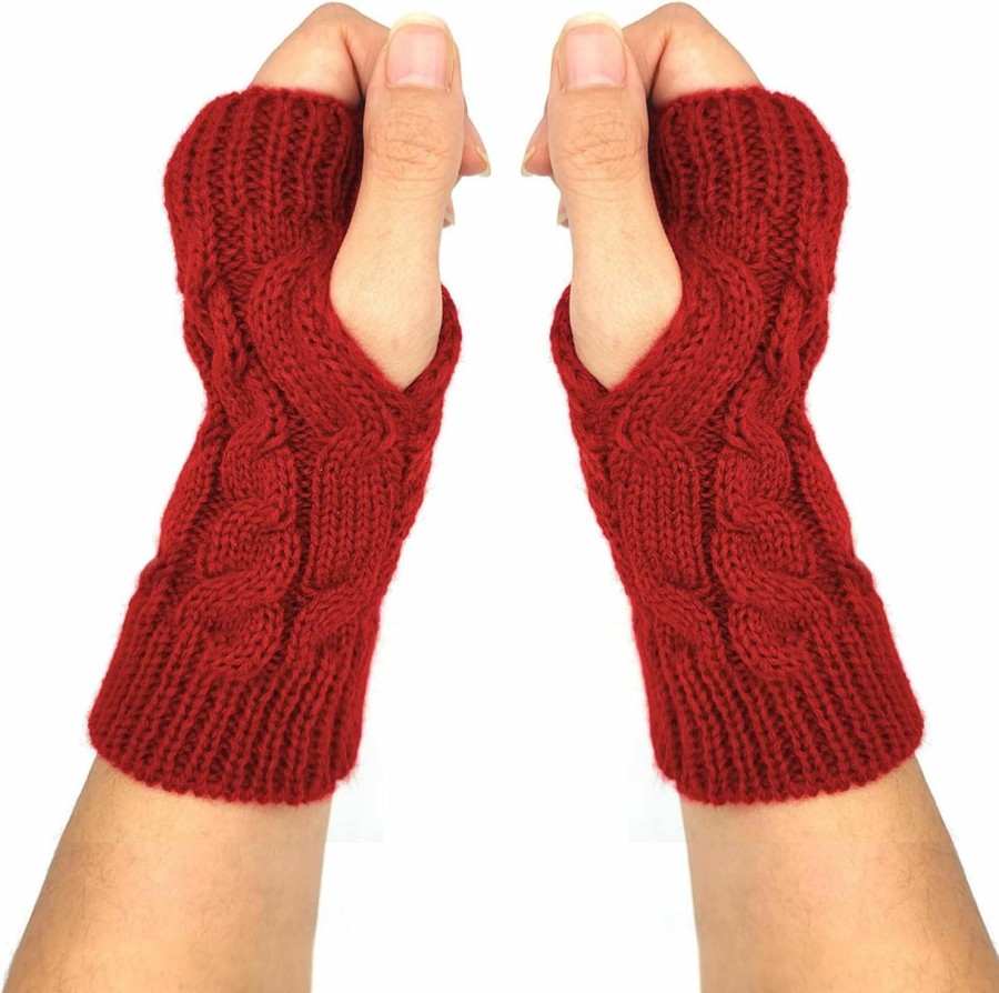 BlingKingdom Blingkingdom Warm Soft Wrist Gloves Fingerless Hand Warmers Women Girls Stylish Arm Gloves Mitten Knit Crochet For Work Gift Hot