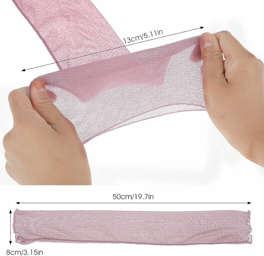 Yolev 2Pairs Women'S Long Ultra-Thin Lace Arm Sleeves Cooling Mesh Tulle Sunscreen Fingerless Arm Sleeves For Outdoor Activity New