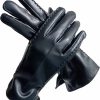 Pringbud Winter Leather Gloves For Women Long Cuff Leather Gloves Super-Soft Warm Driving Gloves For Ladies Touchscreen Texting Typing Winter Dress Black Gloves Side Opening Long Wrist, Gifts For Women Hot