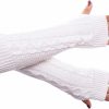 TOPWEL Topwel Womens Winter Arm Warmers Fingerless Thumb Hole Gloves Knit Mitten Gloves Long Stretchy Wool Gloves (White) Clearance