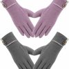 Abeillo Abeillo 2Pairs Elegant Ladies Winter Warm Gloves,Thermal Warm Lady Gloves Fleece Lined Elastic Cuff For Cold Weather, Fashion Texting Windproof Winter Gloves For Ladies,Women (Purple&Grey) Hot