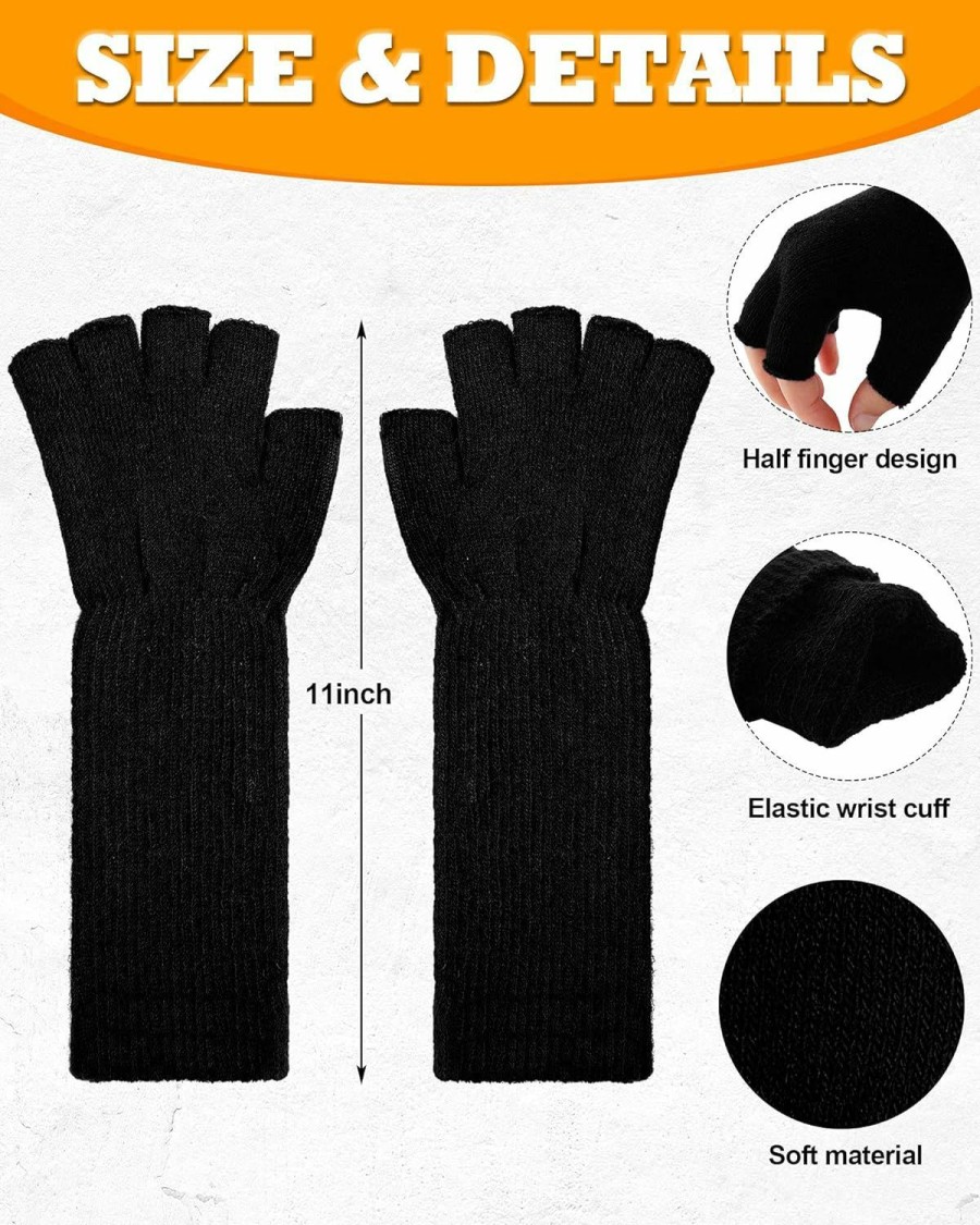 Syhood Syhood 2 Pairs Half Finger Gloves Knitted Long Cuff Fingerless Gloves Winter Gloves,11 Inch Online