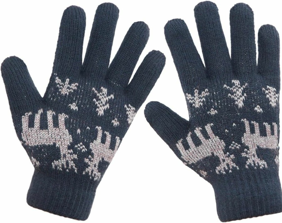 LETHMIK Lethmik Christmas Thick Knit Gloves Winter Deer Knitted Warm Glove For Women&Girls Clearance