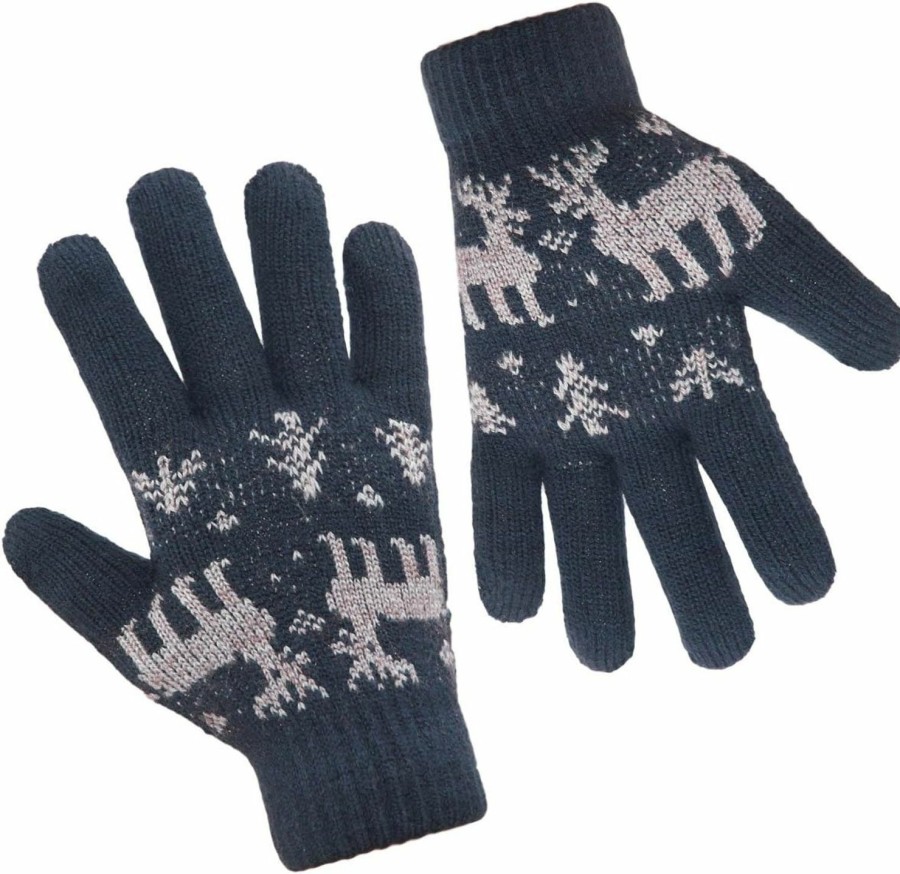 LETHMIK Lethmik Christmas Thick Knit Gloves Winter Deer Knitted Warm Glove For Women&Girls Clearance