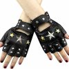 vogueteen Vogueteen Womens Fingerless Leather Gloves Star Studded Dancing Driving Rock Punk Cool Black One Size Hot